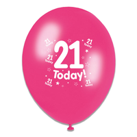Age 21 Female Latex Balloons 6 x 8pk