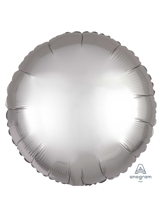 Anagram Foil Balloon Satin Luxe Silver Round 18"