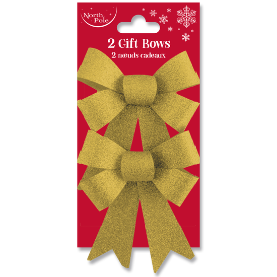 Eurowrap 2 Pack Bow Glitter Gold