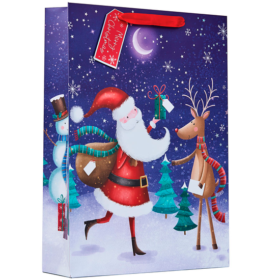 Gift Bags Santa & Rudolph Extra Large 6pk