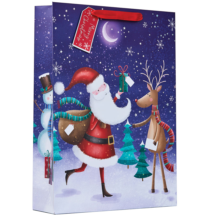 Gift Bags Santa & Rudolph Extra Large 6pk
