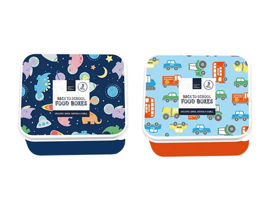 Lunch Box Cars/Space Dinos 2x Set of 3 Asst Sizes