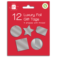 IG Design Group 12 Pack Gift Tags Foiled Silver