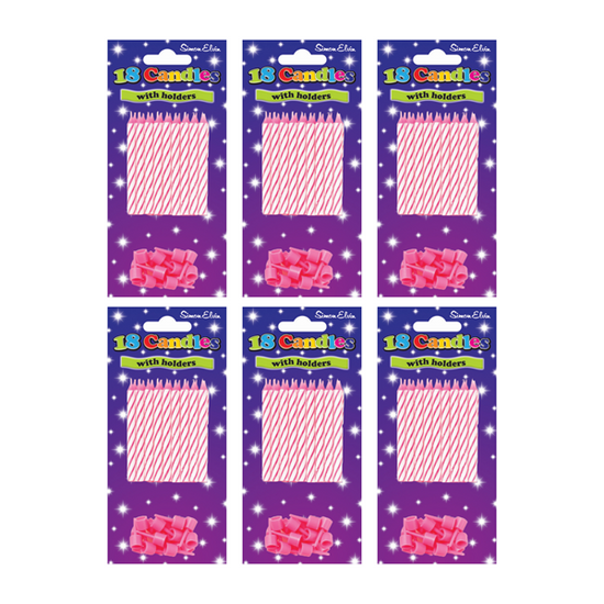 Simon Elvin 6 Pack Party Candle Pink Spiral
