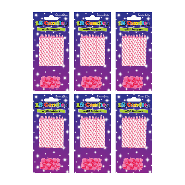 Simon Elvin 6 Pack Party Candle Pink Spiral