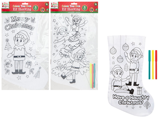 Colour Your Own Elf Stocking (Design May Vary)
