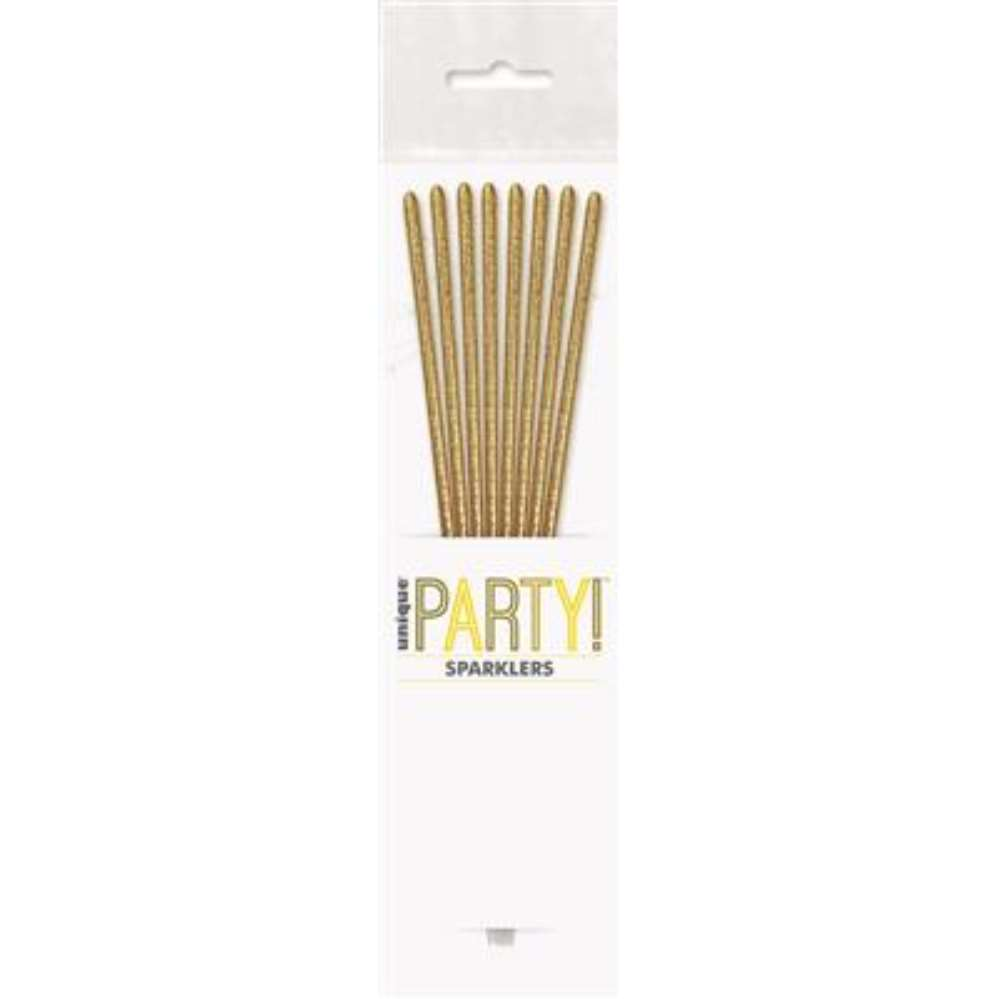 Unique Candle Sparkler Gold 7" 8pk