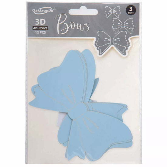 3D Adhesive Bows Pastel Blue 12pk