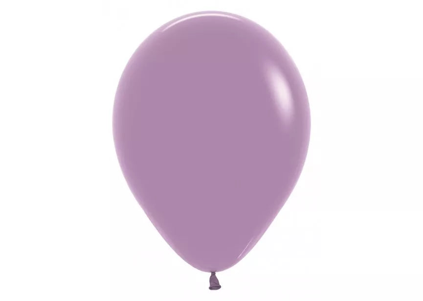 Sempertex Pastel Dusk Lavender 12-inch latex balloons in a pack of 12, used for decorating events and celebrations