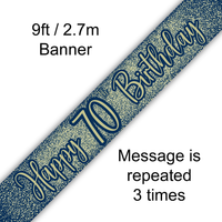 Oaktree Banner Age 70 Gold & Navy 9ft