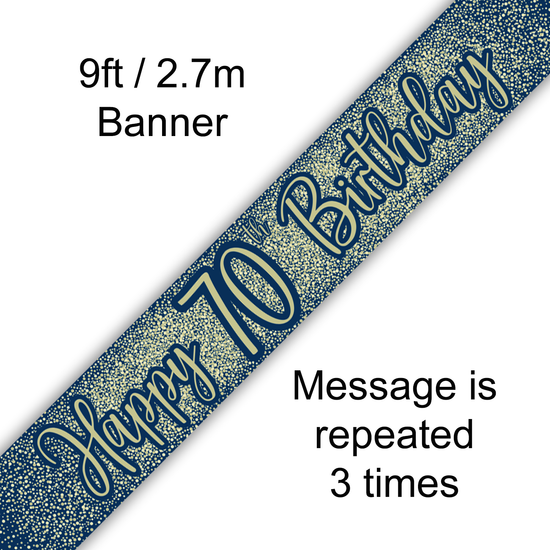 Oaktree Banner Age 70 Gold & Navy 9ft