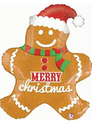 Foil Blln Shape Gingerbread Christmas
