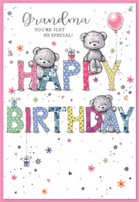 Set of six Simon Elvin C50 birthday grandma cards featuring colorful designs and heartfelt messages for special occasions.