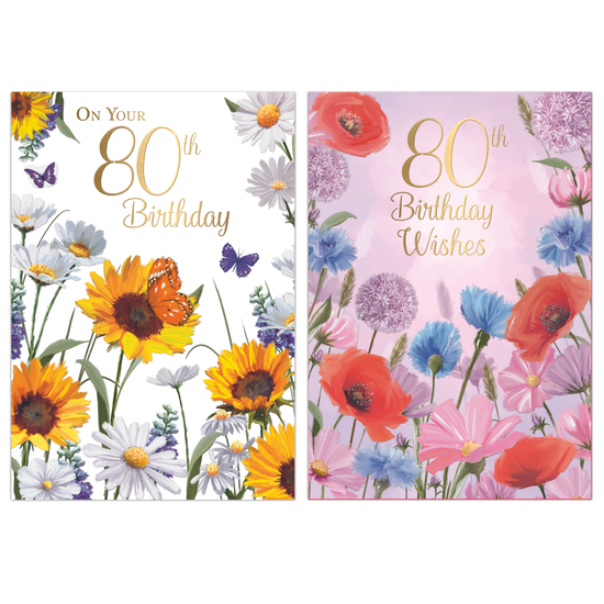 Poppyhill 12 Pack Cards C50 Birthday Age 80