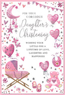 Set of six Simon Elvin Christening cards featuring elegant designs, perfect for celebrating a baby's special day.