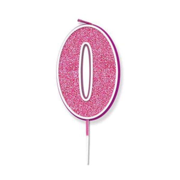 Oaktree Party Candle Number 0 Pink 7.5cm