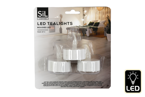 Sifcon 3 Pack Candle LED Tealights