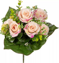 Eleganza Rose & Eucalyptus Bush Light Pink 35cm