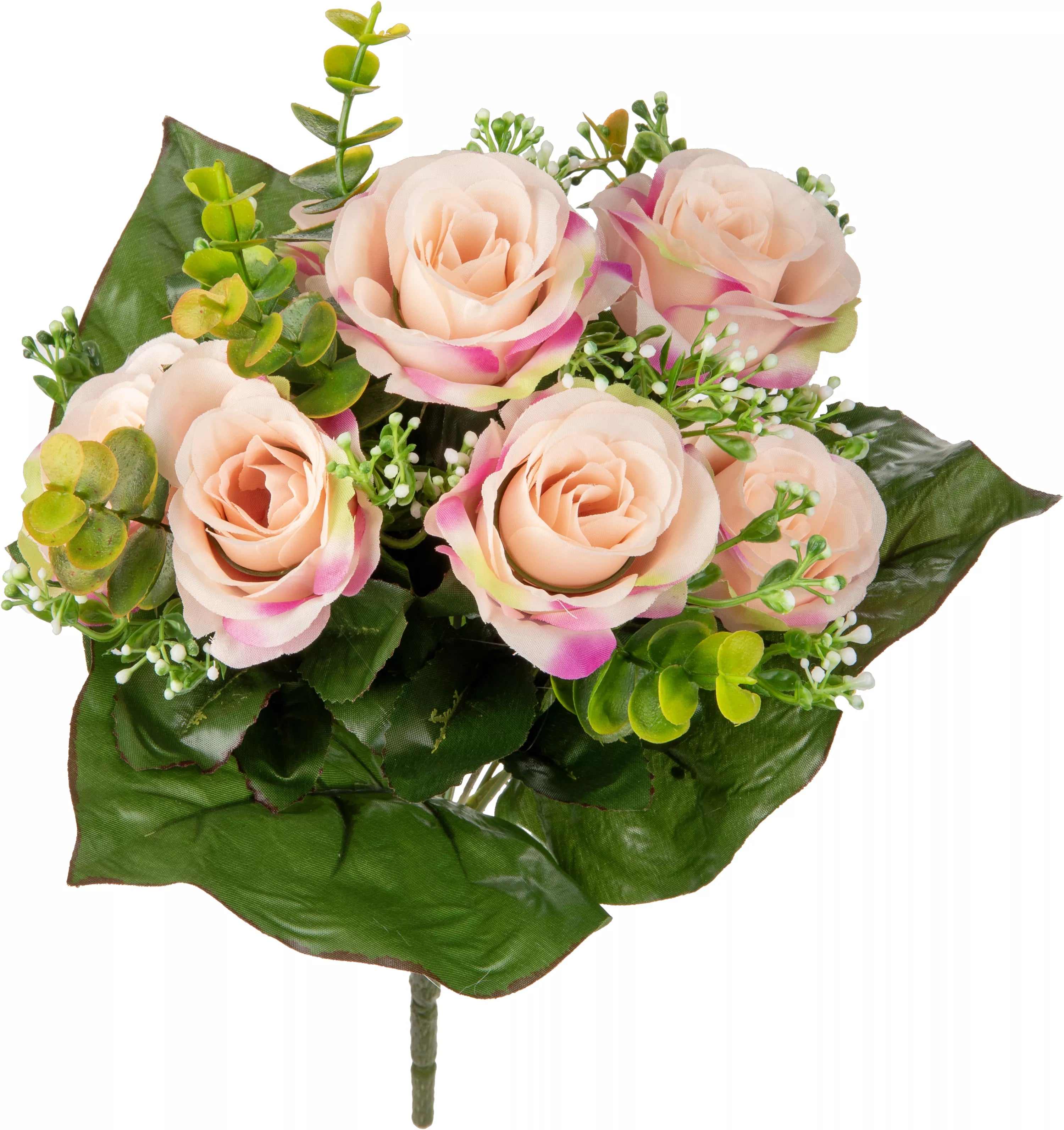 Eleganza Rose & Eucalyptus Bush Light Pink 35cm