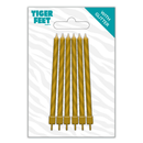 Tiger Feet 6 Pack Party Candle Metallic Gold
