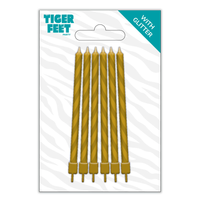 Tiger Feet 6 Pack Party Candle Metallic Gold