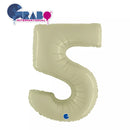 Olive green Grabo foil balloon in the shape of the number 5, 40-inch size, with shiny metallic finish and festive appearance.