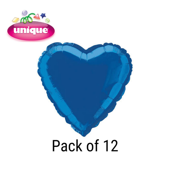 Unique 12 Pack Foil Balloon Royal Blue Heart 18
