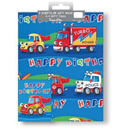 12pk Folded Wrap & Tags Happy Birthday Vehicles