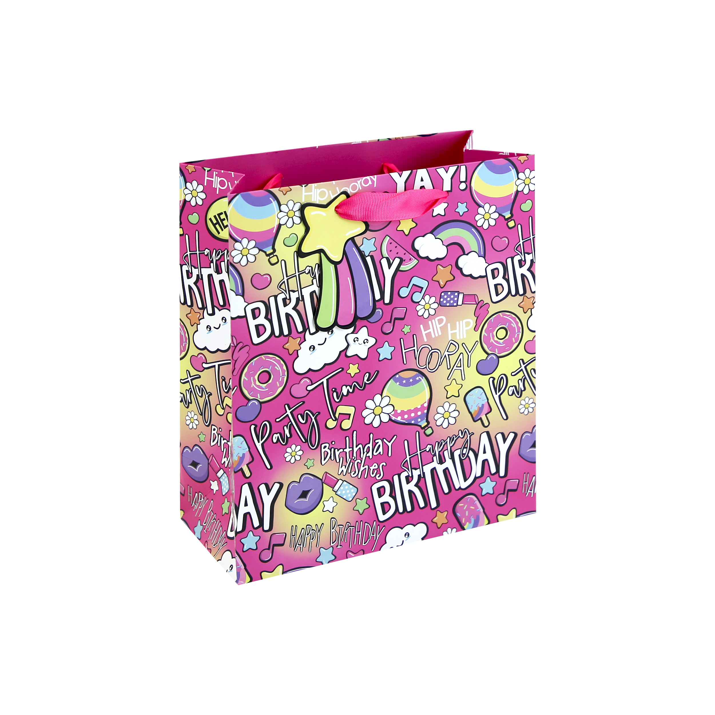 Eurowrap 6 Pack Gift Bag Girly Text Medium