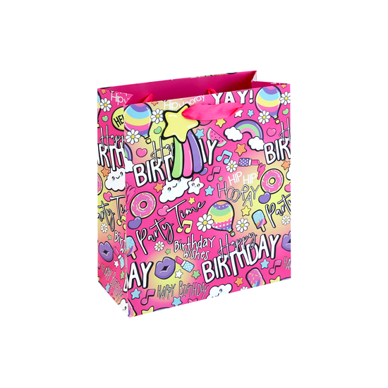 Eurowrap 6 Pack Gift Bag Girly Text Medium