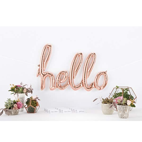 Rose Gold Hello Script 47" Foil Balloon