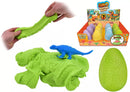 Moving Sand Dino Egg toy set by Kandy Toys featuring 12 colorful dinosaur-shaped sand eggs in a 100g pack.
