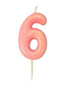 Creative Party Candle Number 6 Glitter Pink 7cm