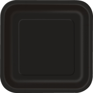 Unique 14 Pack Plates Midnight Black Square 9