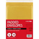 10pk Padded Envelopes Size D 180x265mm Manilla