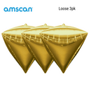 Anagram 3 Pack Foil Balloon Gold Diamondz 15