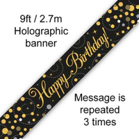 Oaktree Banner Fizz Birthday Black & Gold 9ft