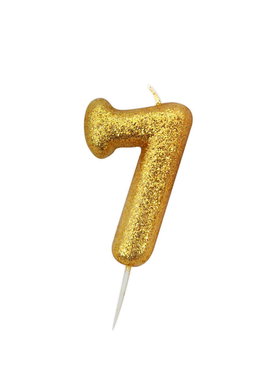Creative Party Candle Number 7 Glitter Gold 7cm