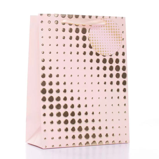Gift Bag Light Pink Gold Spots Medium 6pk