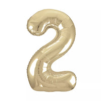 Unique Foil Balloon White Gold 34" Number 2