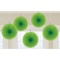 Kiwi Green 15cm Mini Paper Fans 5pk
