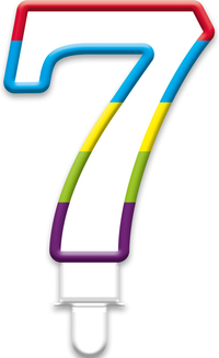 Tiger Feet Candle Number 7 Glitter Rainbow 6pk
