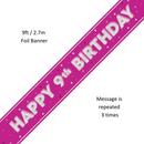 Unique Banner Pink Glitz Age 9 9ft