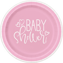 Unique 8 Pack Plates Baby Shower Pink 23cm
