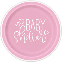 Unique 8 Pack Plates Baby Shower Pink 23cm