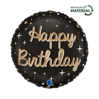 Grabo Birthday Black & Gold 18" Foil Balloon