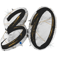 Grabo Foil Balloon Black & Gold Marble Age 30 36"