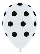 Sempertex White W/Black Dots 12" Latex 25pk
