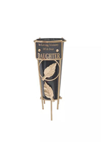 David Fischoff Daughter grave vase keepsake, 36cm tall, decorative memorial flower holder for honoring loved ones