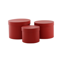 APAC Hat Boxes Red Set of 3 (Largest 19x14.4cm)